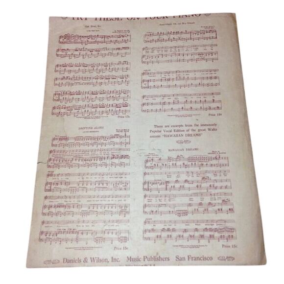 Antique 1916 Hawaiian Dreams Melodie Waltz By Herbert Marple Sheet Music - Picture 3 of 3